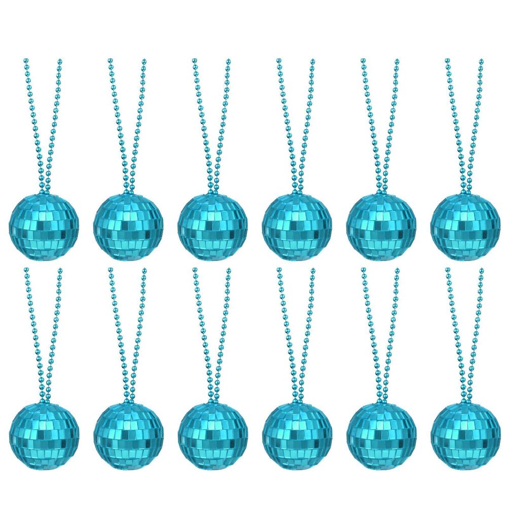 7313 12 Pcs Mirror Disco Ball Necklaces 1.6" Bulk Disco Ball